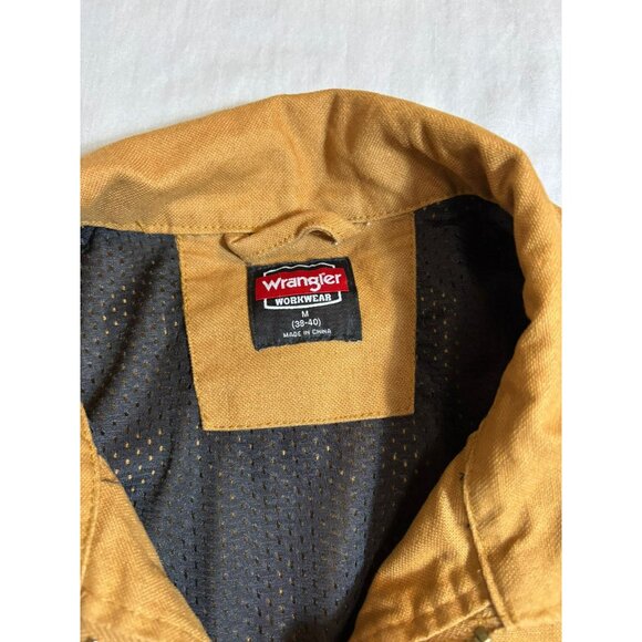 Wrangler Workwear Men's Size M (38-40) Zip Front Mesh Lined Jacket Tan Brown - Picture 3 of 7